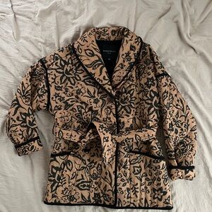 Women's Tan Floral Quilted Jacket